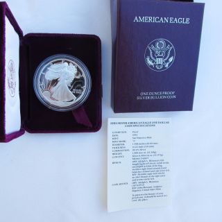 1992 - S 1 Oz.  American Silver Eagle Proof And photo