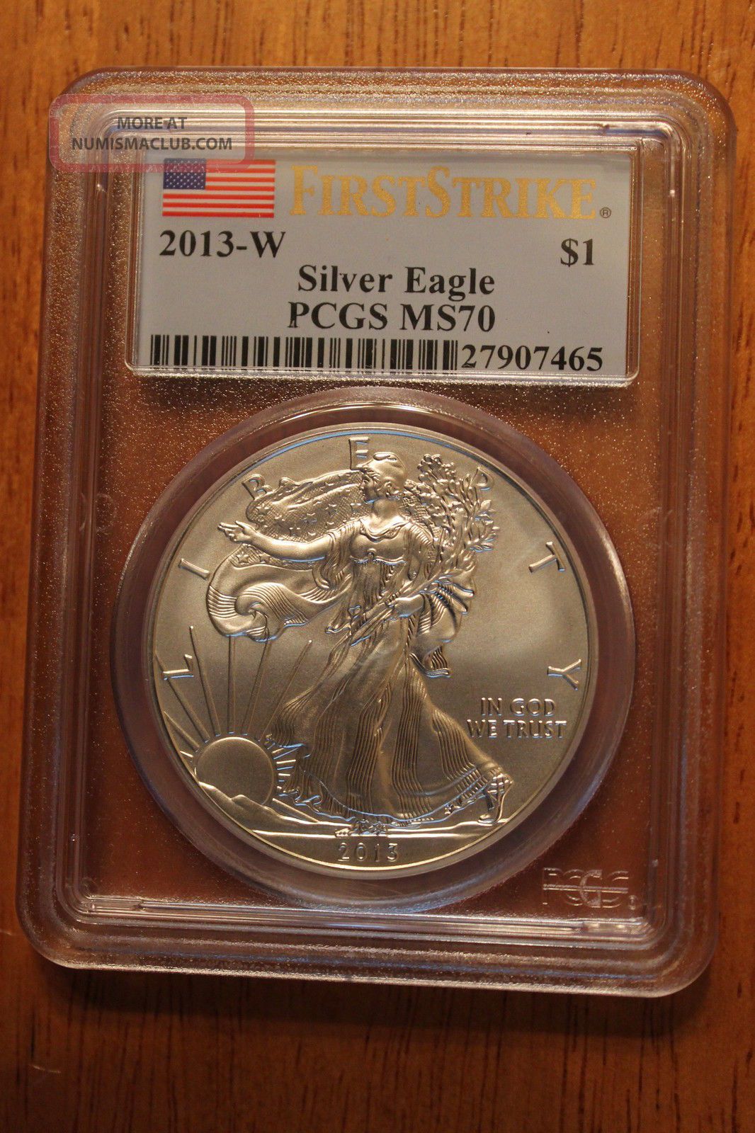 2013 W Burnished American Silver Eagle Pcgs First Strike Ms70 Graded