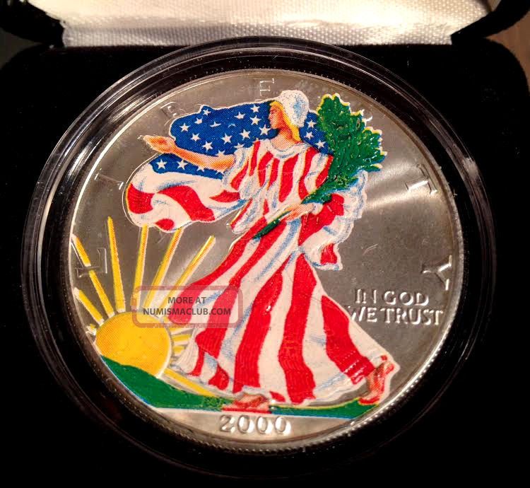 2000 Painted Walking Liberty American Eagle 1 Oz Silver 2000-painted-walking-liberty-american-eagle-1-oz-silver