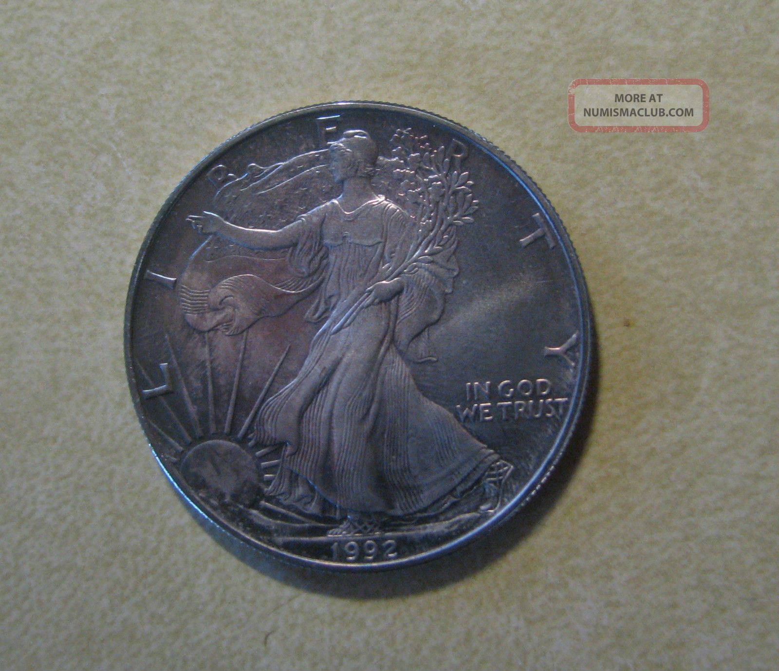 Silver Rimmed Coin 1992 – Rimmed Toned American Silver Eagle – One Ounce Fine Silver ...