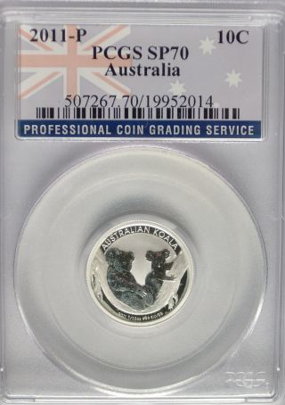 Pcgs Registry 2011 P Australia Koala Ten 10c Cents Sp70 Silver 1/10 Oz Coin Top photo