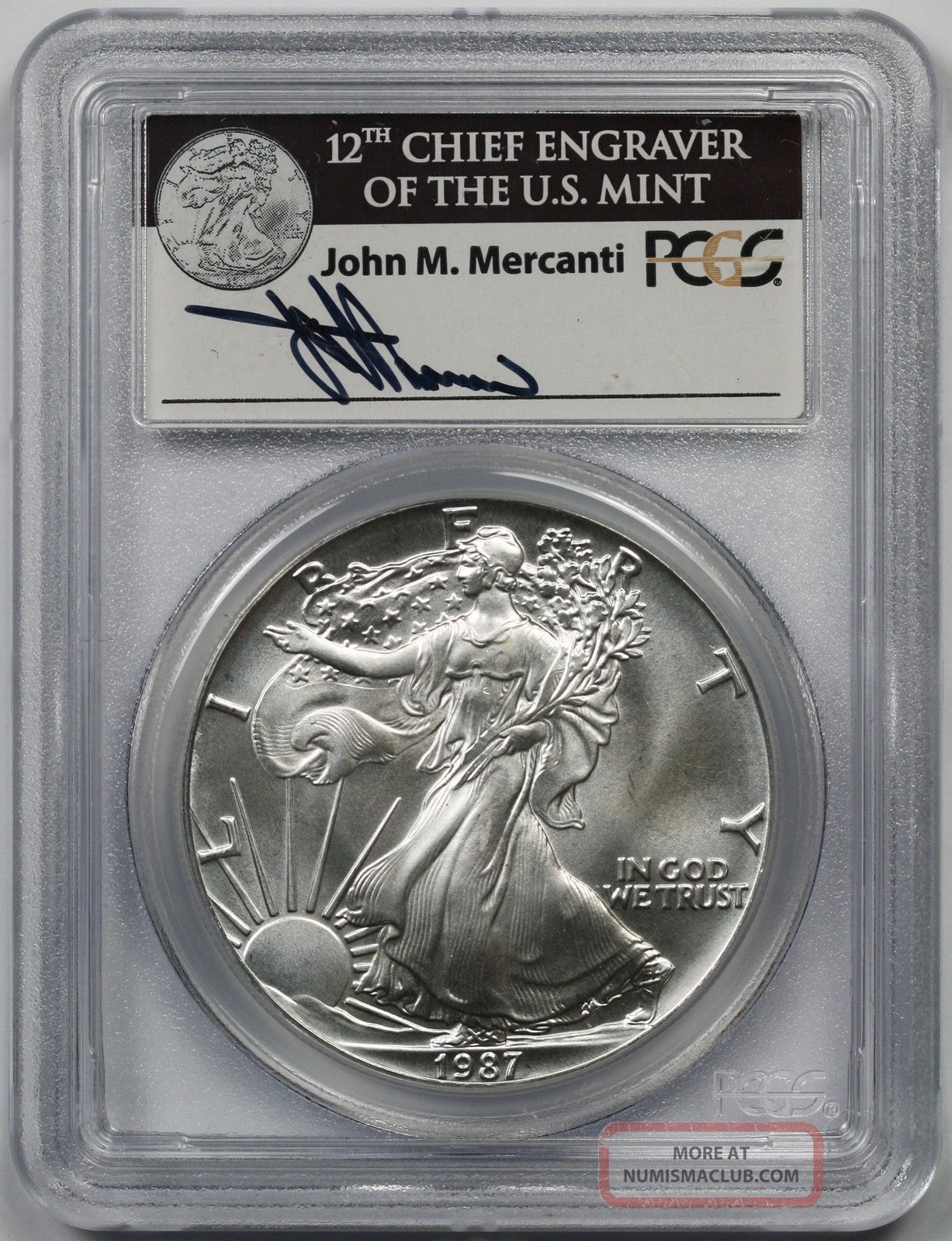 thumbnail image 2 of 1987 American Silver Eagle Dollar MS69 NGC - Mint State 69, 1 Oz .999 Silver 2 of 6