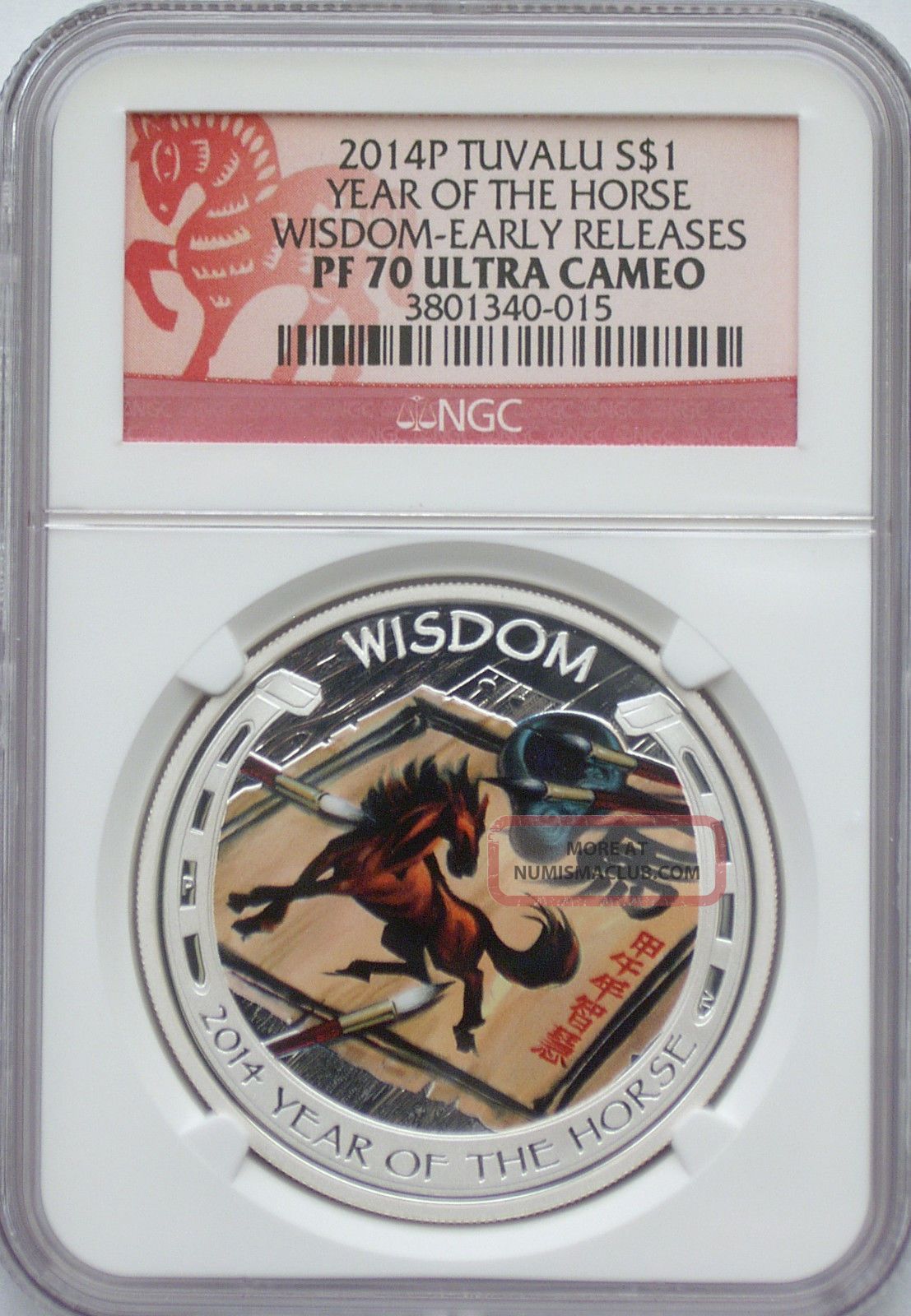 Ngc Registry 2014 P Tuvalu Silver Proof Horse Wisdom $1 Pf70 Rare Only ...