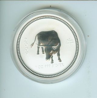 2009 / 2007 $1 Lunar Year Of Ox 1 Oz.  Silver Coin Series 1 Australia Key Date photo
