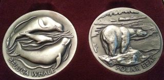 Sterling Silver Beluga Whale & Polar Bear Longines Symphonette Medal/coin photo