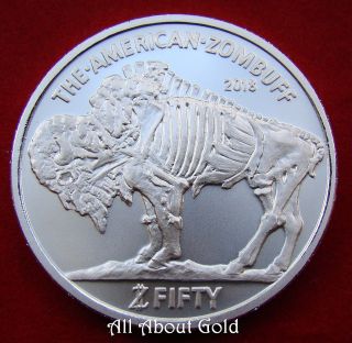 Solid Silver Round 2018 1 Troy Oz Zombucks Zombuff Apocalypse Currency.  999 Fine photo