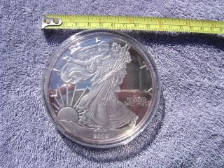 2002 Giant 1 Oz.  Silver Eagle Round.  999 Fine Silver Washington + photo