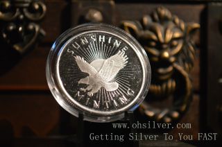 1 Troy Oz Sunshine Minting Silver Round.  999 1 Ounce Of Fine Silver Ohsilver.  Com photo