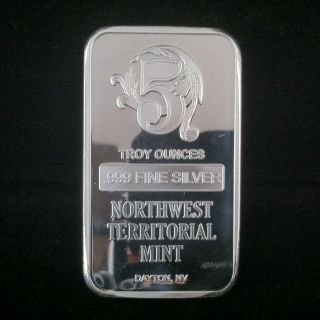 5 Troy Oz Ounce.  999 Fine Silver Bullion Nwt Bar & Usa 1 photo