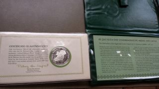 Pure Irish Silver 1974 St.  Patrick ' S Day Commemorative Medal Cachet Cert Of Auth photo