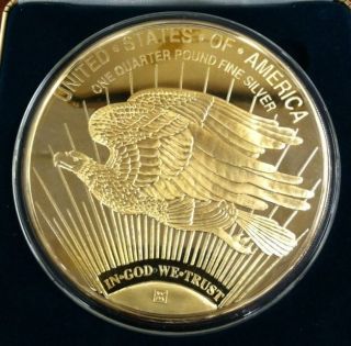 1997 Giant Golden Eagle One Quarter Pound Fine Silver 4 Oz Troy Washington photo