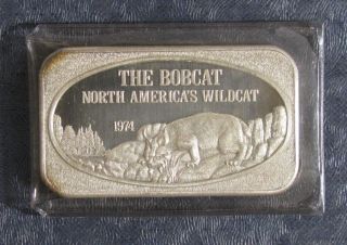 Vintage 1974 The Bobcat One Troy Ounce 999 Fine Silver Bar - photo