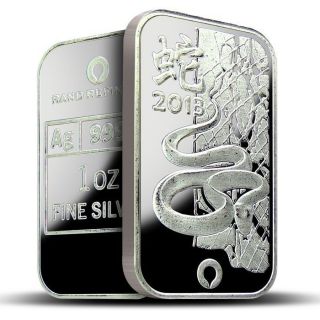 1 Oz 2013 Year Of The Snake.  999 Fine Silver Bar photo