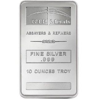 Ntr Metals - 10 Oz Silver Bar.  999 Fine photo