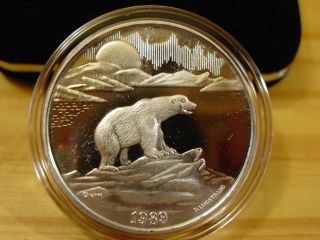Very Rare Proof 1st Year 1989 Polar Bear Official State Of Alaska Silver photo