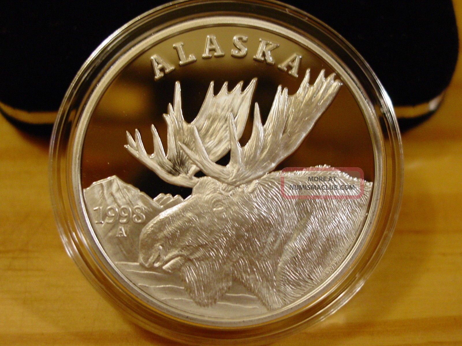 Alaska Official State 1998 Bull Moose. 999 Silver Proof Troy Oz Coin 1459