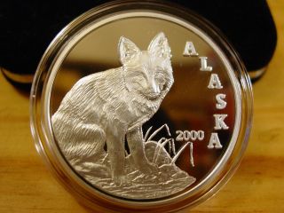 Alaska Official State 2000 Fox.  999 Silver Proof 2035 1 Troy Ounce Coin photo