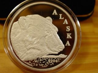 Alaska Official State 2004 Polar Bear.  999 Silver Proof 1 Troy Oz Medallion photo