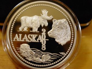 Alaska Official State 2008 Wildlife 999 Silver Proof 1 Troy Oz 0248 Rare photo