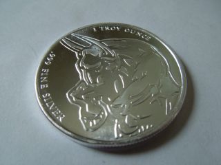 1 - 1 Oz.  999 Fine Silver Round - Bull & Bear Design - Brilliant Uncirculated photo