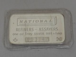 National Refiners Assayers Canada 1 Oz Silver Bar photo
