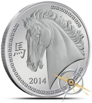 Year Of The Horse 1 Oz. .  999 Pure Silver Round photo
