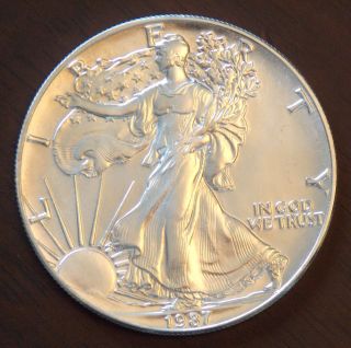 1987 American Silver Eagle 1 Oz.  999 Silver Coin Bu photo