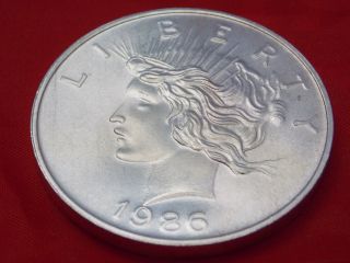 1986 Peace Dollar Design.  999 Silver Bullion/ Trade Unit 2 photo