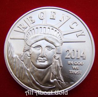 Solid Silver Round 1 Troy Oz Regency Lady Liberty American Eagle.  999 Fine Bu photo