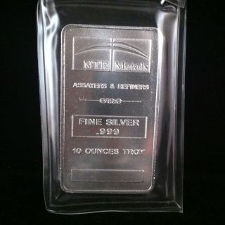 10 Troy Ounce.  999 Fine Silver Ntr Metals Silver 10 Oz Bar & Usa photo