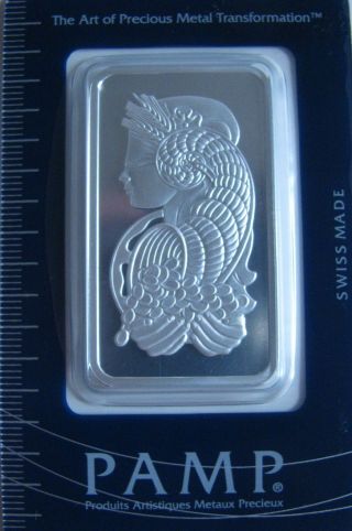1 Oz Pamp Suisse Lady Fortuna Silver Bar photo