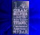 2012 Limited Edition Acb Titanic Bar 1 Gram 99.  9 Fine Silver Silver photo 5
