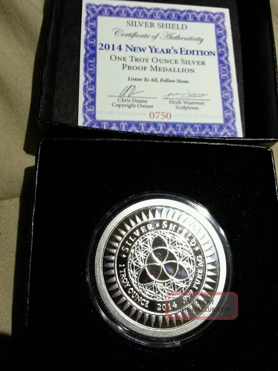 Silver Shield / Sbss 2014 Year ' S Proof 1 Troy Ounce Silver Round