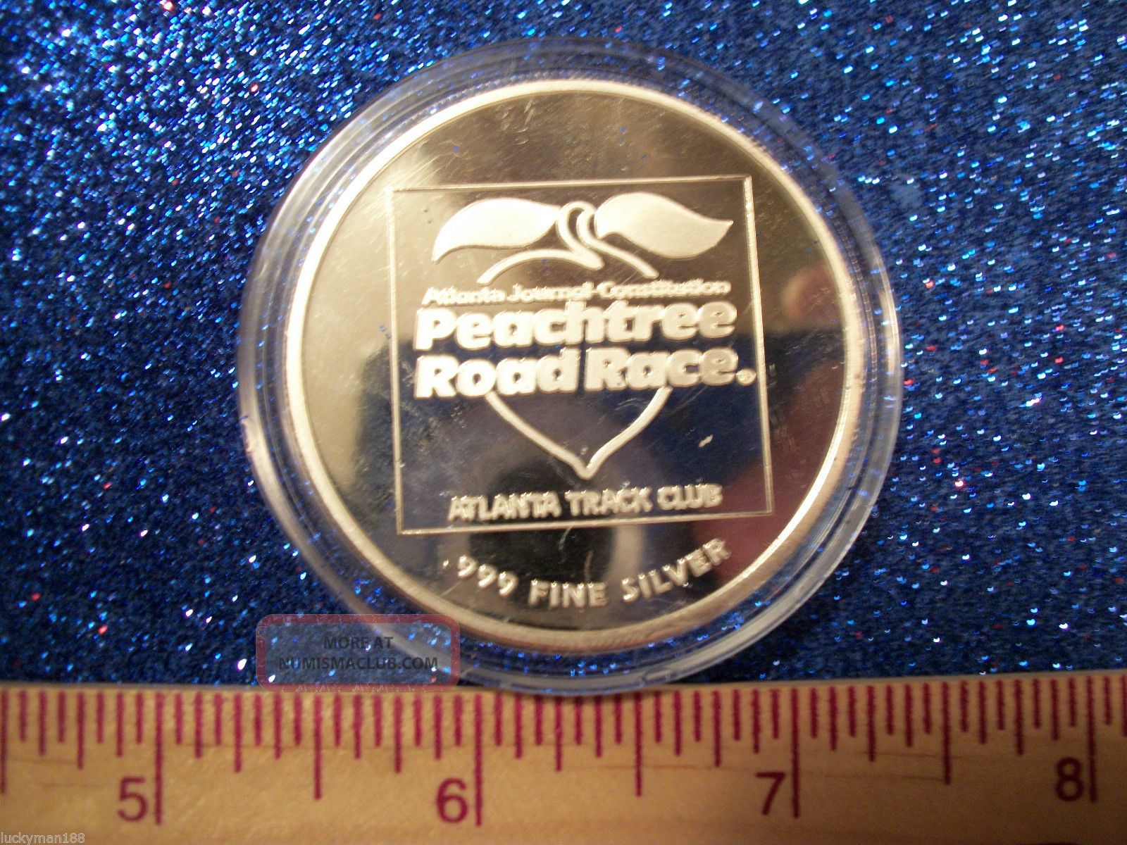 . 999 F. S. 2 Troy Ounce Silver Ingot Bar Round 92 Atlanta Peachtree