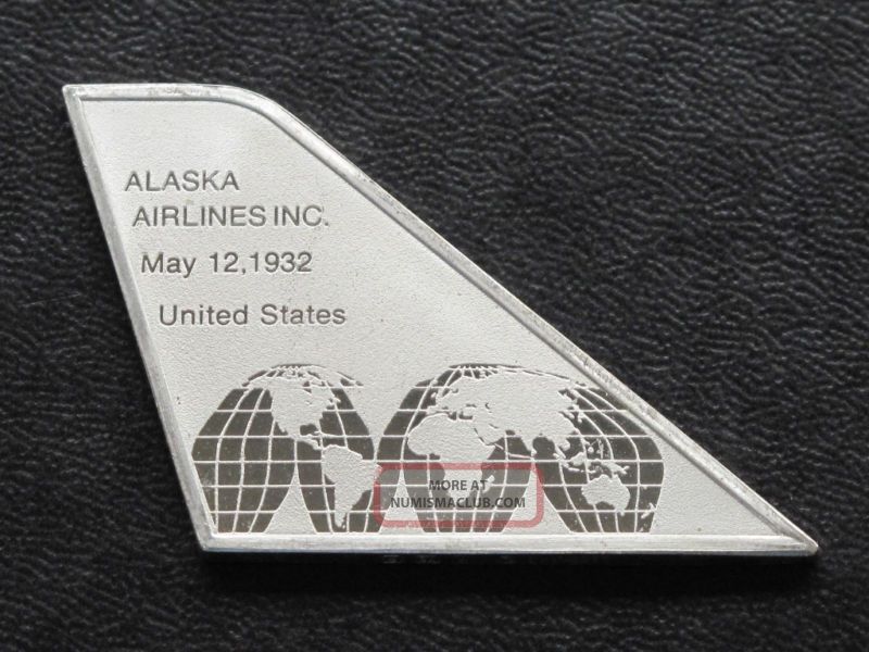 Alaska Airlines U. S. Tail Fin Silver Art Bar A7427