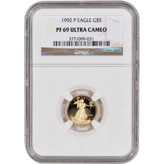 1992 - P American Gold Eagle Proof (1/10 Oz) $5 - Ngc Pf69ucam photo