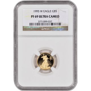 1995 - W American Gold Eagle Proof (1/10 Oz) $5 - Ngc Pf69ucam photo