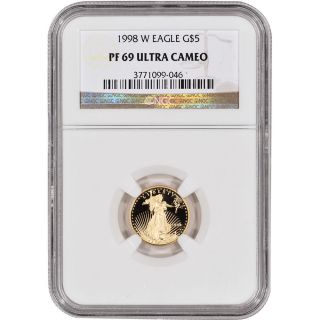 1998 - W American Gold Eagle Proof (1/10 Oz) $5 - Ngc Pf69ucam photo