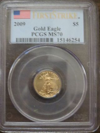 2009 $5 Tenth - Ounce Gold Eagle,  Ms70 Pcgs photo