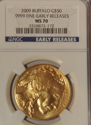 2009 American Gold Buffalo (1 Oz) $50 - Ngc Ms70 - Early Release photo