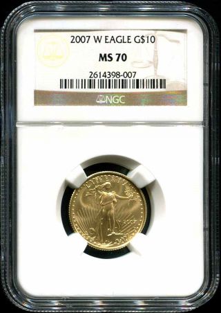 2007 - W Uncirculated $10 American Gold Eagle 1/4 Oz.  Ngc Ms - 70 Better Date photo