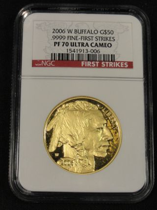 2006 W Buffalo Gold $50 Dollar Coin.  9999 Fine First Strike Ngc Pf70uc 3 - 006 photo
