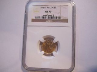 1989 1/10 Oz $5 Gold Eagle Ms 70 - 1 In Ngc Registry photo