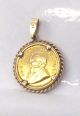 14k Yellow Gold Coin Pendant & 1/10 Oz.  Fine Gold 1984 South African Krugerrand Africa photo 2