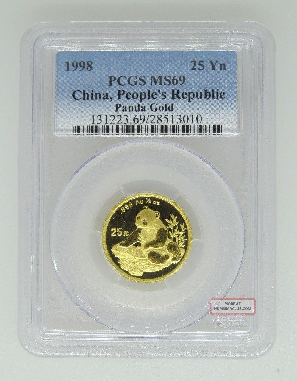 1998 Pcgs Ms69 China People ' S Republic.  999 Gold Panda - 25 Yn 1/4 - Very Rare China photo