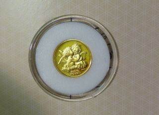 1998 British Colony Gibraltar 1/25 Royal Pure Gold Coin Angel Cherub Kissing photo