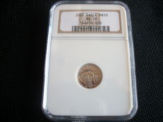 2001 $10 Platinum Eagle Ms70,  Ngc photo