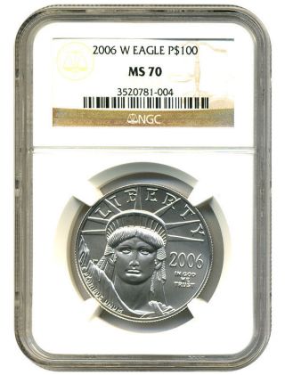 2006 - W Platinum Eagle $100 Ngc Ms70 Statue Liberty 1 Oz photo