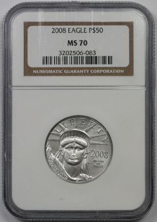 2008 Statue Of Liberty Half - Ounce Platinum American Eagle $50 Ms 70 Ngc photo