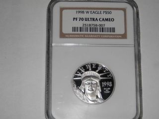 1998 - W $50 Proof Platinum American Eagle Pr - 70 Ngc photo